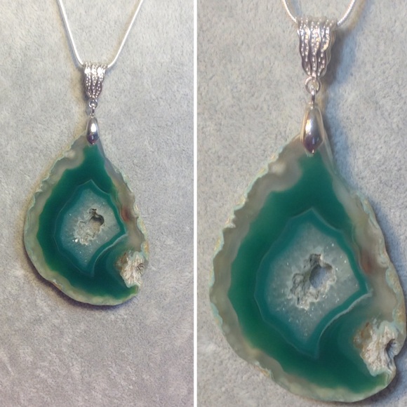 Handcrafted Jewelry - Geode Agate Necklace - Choose Your Chain Length